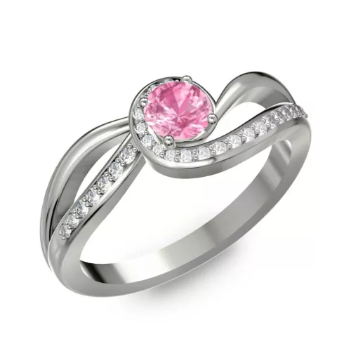 Ékszerpalota eljegyzési gyűrű 0,25ct pink zafírral BRK254 fehér arany