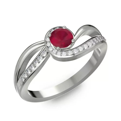 Ékszerpalota eljegyzési gyűrű 0,25ct rubinnal BRK254 fehér arany