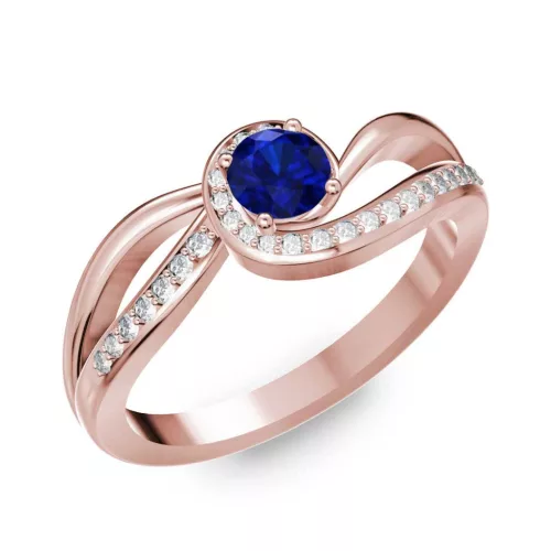 Ékszerpalota eljegyzési gyűrű 0,25ct kék diffusion zafírral BRK254 rozé arany
