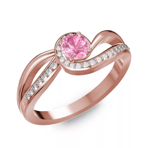 Ékszerpalota eljegyzési gyűrű 0,25ct pink zafírral BRK254 rozé arany