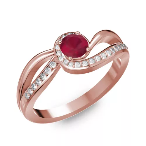Ékszerpalota eljegyzési gyűrű 0,25ct rubinnal BRK254 rozé arany