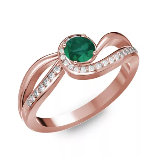 Ékszerpalota eljegyzési gyűrű 0,25ct smaragddal BRK254 rozé arany