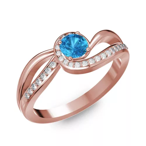 Ékszerpalota eljegyzési gyűrű 0,25ct kék topázzal BRK254 rozé arany