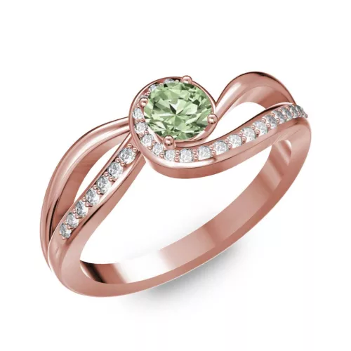 Ékszerpalota eljegyzési gyűrű 0,25ct zöld gyémánttal BRK254 rozé arany