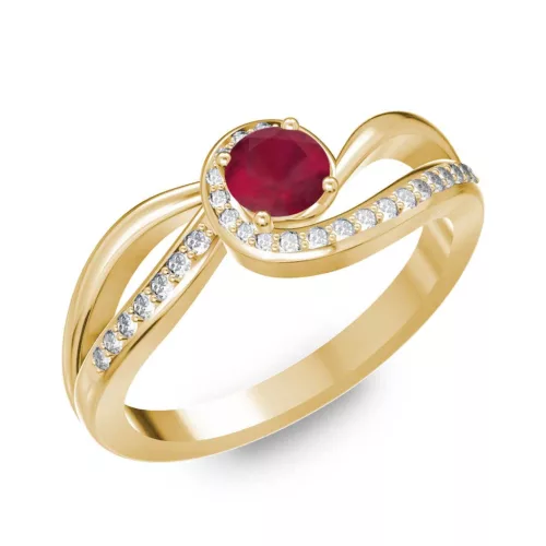 Ékszerpalota eljegyzési gyűrű 0,25ct rubinnal BRK254 sárga arany