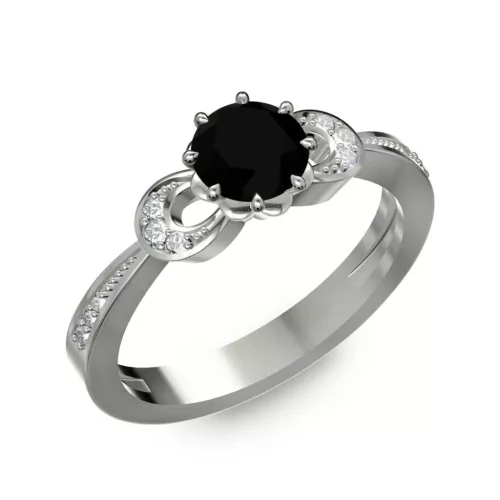 Ékszerpalota eljegyzési gyűrű 0.5ct fekete gyémánttal BRK261 fehér arany