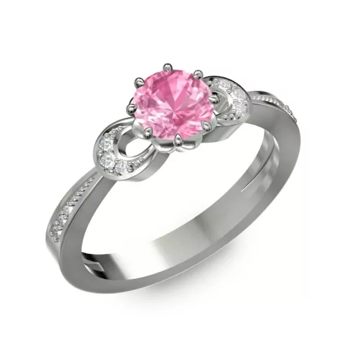 Ékszerpalota eljegyzési gyűrű 0.5ct pink zafírral BRK261 fehér arany