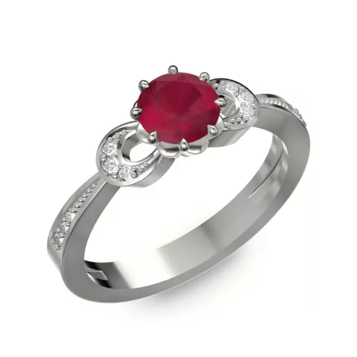 Ékszerpalota eljegyzési gyűrű 0.5ct rubinnal BRK261 fehér arany