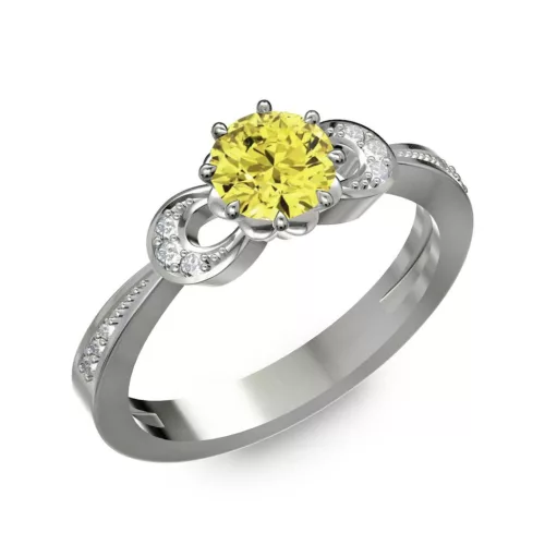 Ékszerpalota eljegyzési gyűrű 0.5ct sárga gyémánttal BRK261 fehér arany