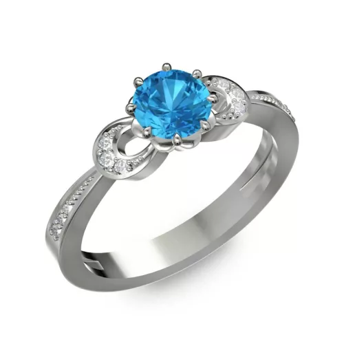 Ékszerpalota eljegyzési gyűrű 0.5ct kék topázzal BRK261 fehér arany