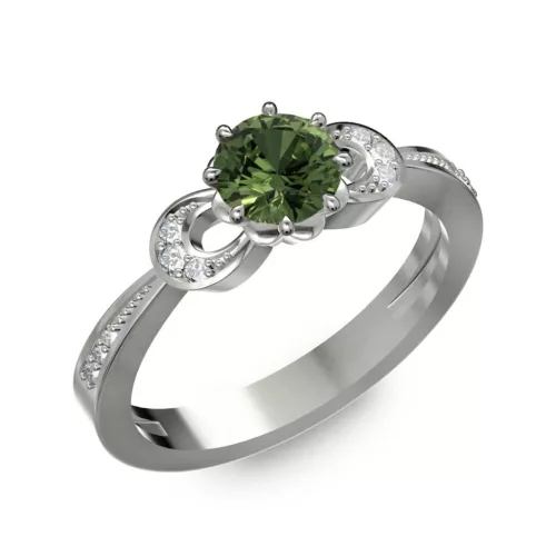 Ékszerpalota eljegyzési gyűrű 0.5ct zöld zafírral BRK261 fehér arany
