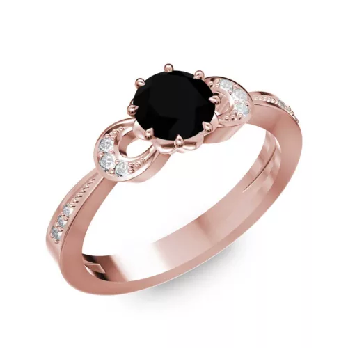 Ékszerpalota eljegyzési gyűrű 0.5ct fekete gyémánttal BRK261 rozé arany