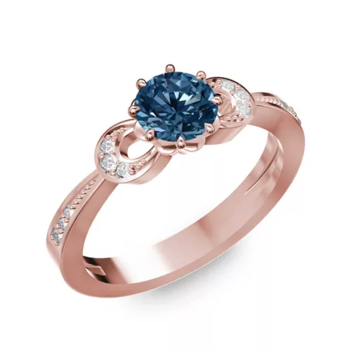 Ékszerpalota eljegyzési gyűrű 0.5ct kék gyémánttal BRK261 rozé arany