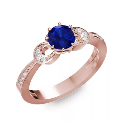 Ékszerpalota eljegyzési gyűrű 0.5ct kék diffusion zafírral BRK261 rozé arany