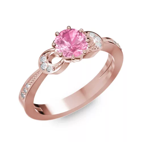 Ékszerpalota eljegyzési gyűrű 0.5ct pink zafírral BRK261 rozé arany