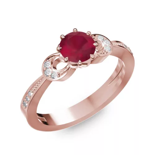 Ékszerpalota eljegyzési gyűrű 0.5ct rubinnal BRK261 rozé arany