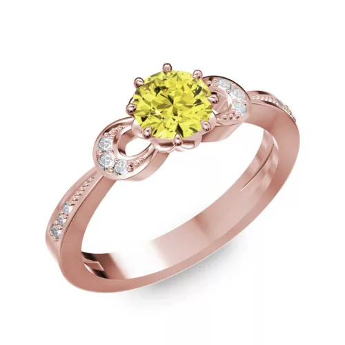 Ékszerpalota eljegyzési gyűrű 0.5ct sárga gyémánttal BRK261 rozé arany