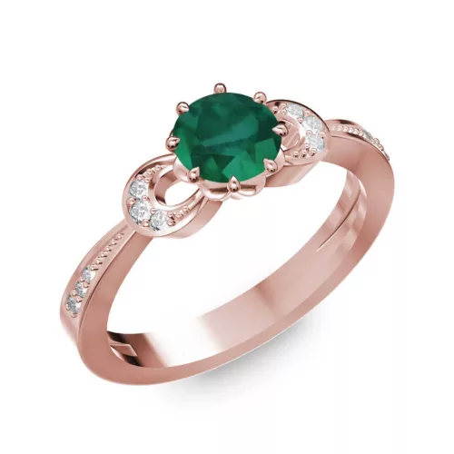 Ékszerpalota eljegyzési gyűrű 0.5ct smaragddal BRK261 rozé arany