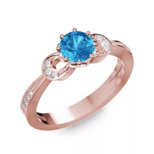 Ékszerpalota eljegyzési gyűrű 0.5ct kék topázzal BRK261 rozé arany