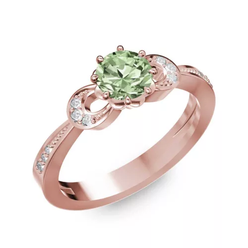 Ékszerpalota eljegyzési gyűrű 0.5ct zöld gyémánttal BRK261 rozé arany