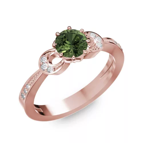 Ékszerpalota eljegyzési gyűrű 0.5ct zöld zafírral BRK261 rozé arany