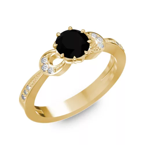 Ékszerpalota eljegyzési gyűrű 0.5ct fekete gyémánttal BRK261 sárga arany