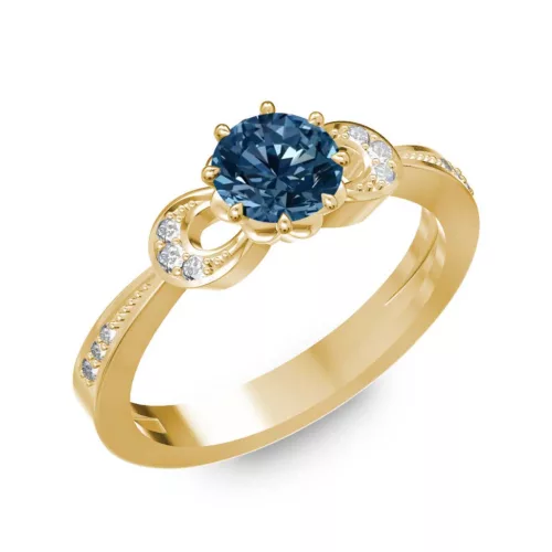 Ékszerpalota eljegyzési gyűrű 0.5ct kék gyémánttal BRK261 sárga arany