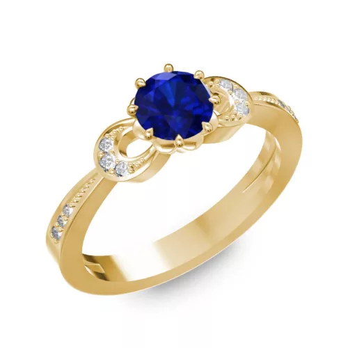 Ékszerpalota eljegyzési gyűrű 0.5ct kék diffusion zafírral BRK261 sárga arany