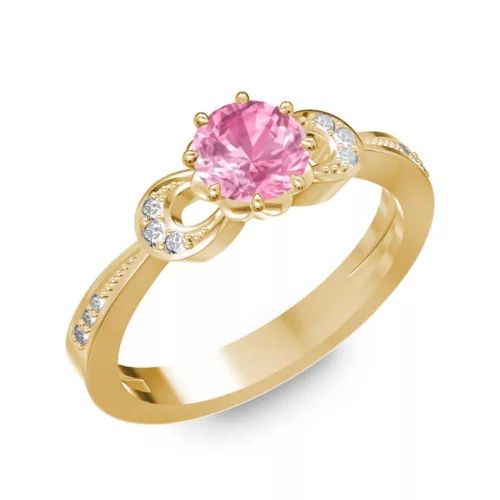 Ékszerpalota eljegyzési gyűrű 0.5ct pink zafírral BRK261 sárga arany