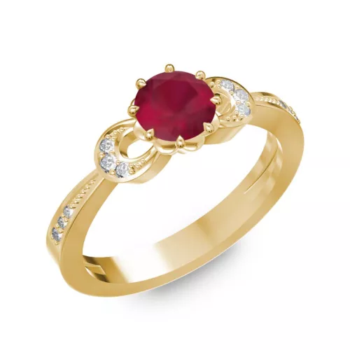 Ékszerpalota eljegyzési gyűrű 0.5ct rubinnal BRK261 sárga arany