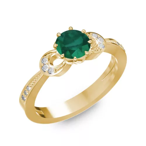 Ékszerpalota eljegyzési gyűrű 0.5ct smaragddal BRK261 sárga arany
