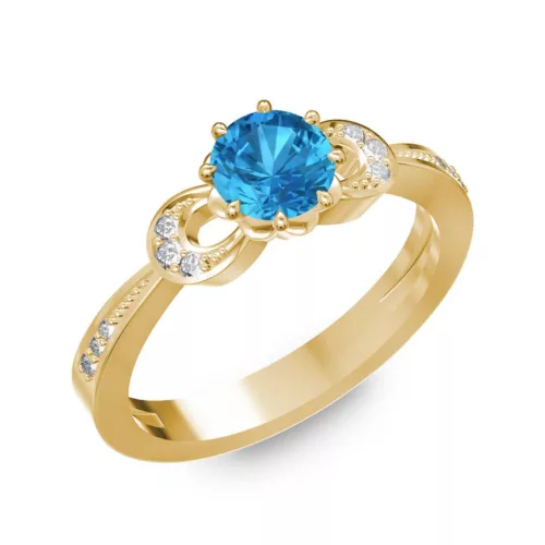 Ékszerpalota eljegyzési gyűrű 0.5ct kék topázzal BRK261 sárga arany