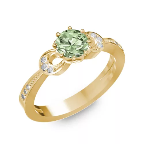 Ékszerpalota eljegyzési gyűrű 0.5ct zöld gyémánttal BRK261 sárga arany