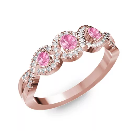 Ékszerpalota eljegyzési gyűrű pink zafírral BRK273 rozé arany