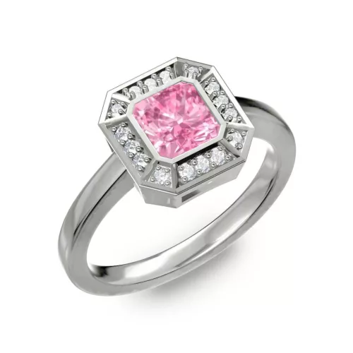 Ékszerpalota eljegyzési gyűrű 1ct pink zafírral BRK275 fehér arany