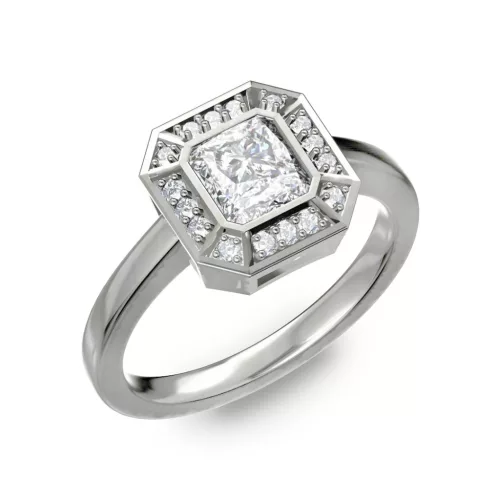 Ékszerpalota eljegyzési gyűrű 1ct H/SI radiant gyémánttal BRK275 platina