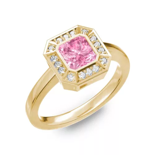 Ékszerpalota eljegyzési gyűrű 1ct pink zafírral BRK275 sárga arany