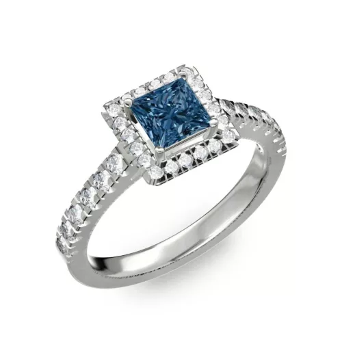 Ékszerpalota eljegyzési gyűrű 0,7ct kék princess gyémánttal BRK278 fehér arany