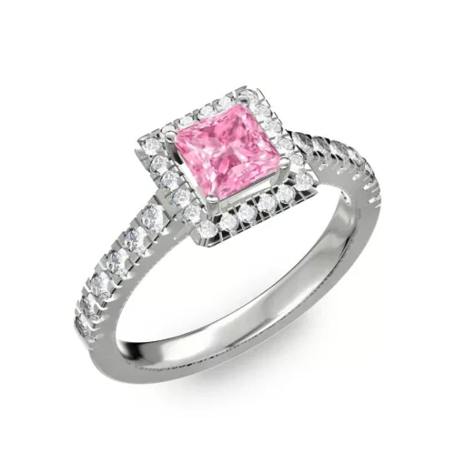 Ékszerpalota eljegyzési gyűrű 0,7ct pink princess zafírral BRK278 fehér arany
