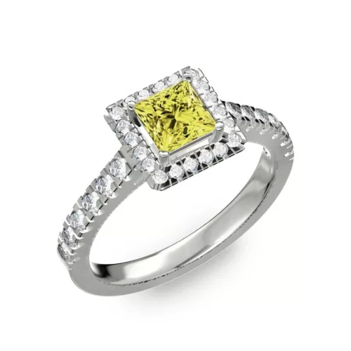 Ékszerpalota eljegyzési gyűrű 0,7ct sárga princess gyémánttal BRK278 fehér arany