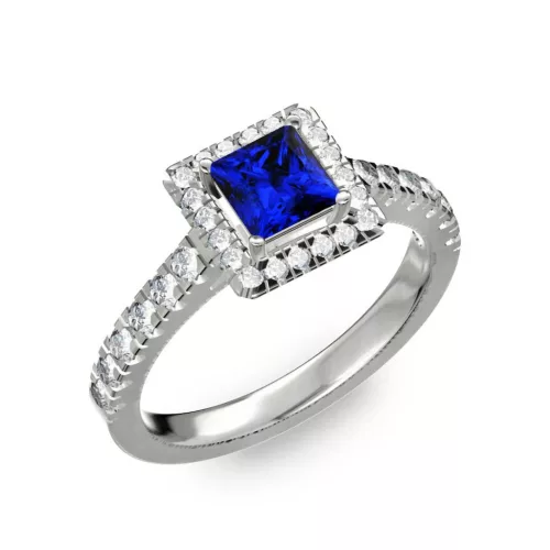 Ékszerpalota eljegyzési gyűrű 0,7ct kék princess zafírral BRK278 platina