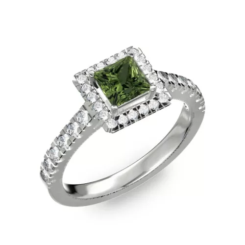 Ékszerpalota eljegyzési gyűrű 0,7ct zöld princess zafírral BRK278 platina