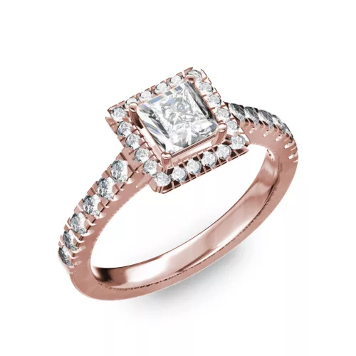 Ékszerpalota eljegyzési gyűrű 0,7ct H/VS princess gyémánttal BRK278 rozé arany