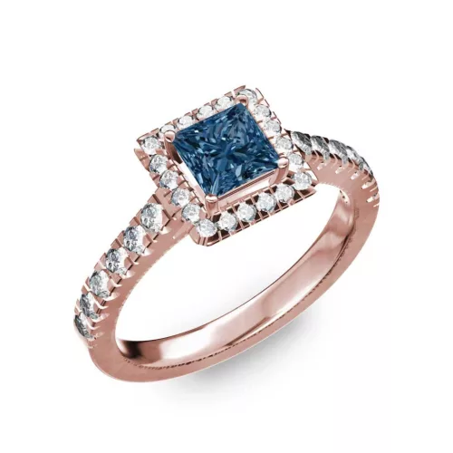 Ékszerpalota eljegyzési gyűrű 0,7ct kék princess gyémánttal BRK278 rozé arany