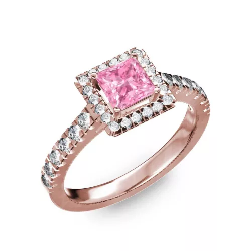 Ékszerpalota eljegyzési gyűrű 0,7ct pink princess zafírral BRK278 rozé arany