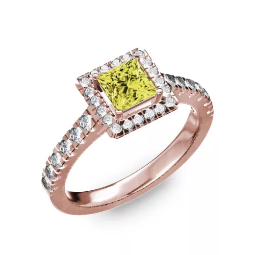 Ékszerpalota eljegyzési gyűrű 0,7ct sárga princess gyémánttal BRK278 rozé arany