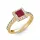 Ékszerpalota eljegyzési gyűrű 0,7ct princess rubinnal BRK278 sárga arany