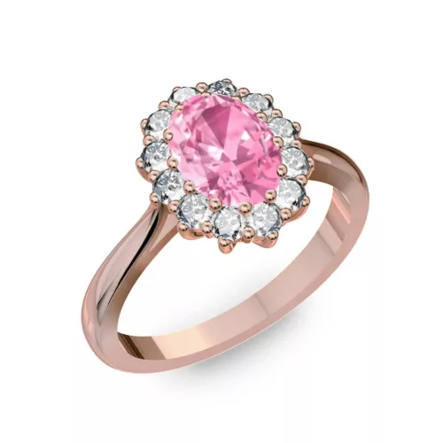 Ékszerpalota eljegyzési gyűrű 1ct pink ovális zafírral BRK282 rozé arany