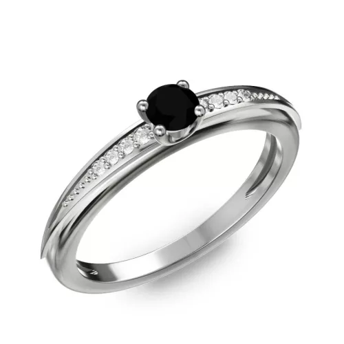 Ékszerpalota eljegyzési gyűrű 0.17ct fekete gyémánttal BRK284 fehér arany