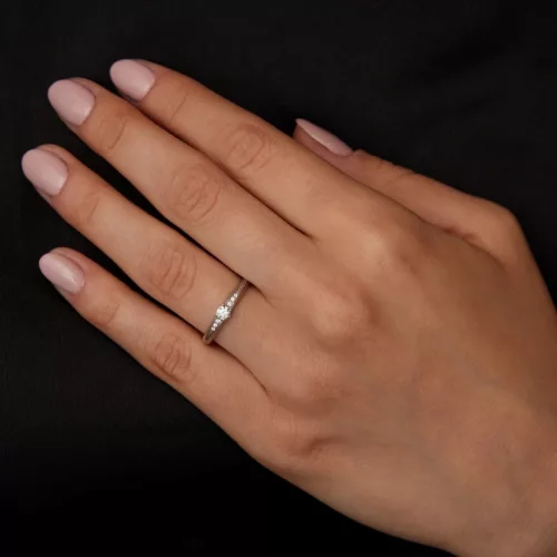 Ékszerpalota eljegyzési gyűrű 0.17ct fekete gyémánttal BRK284 fehér arany